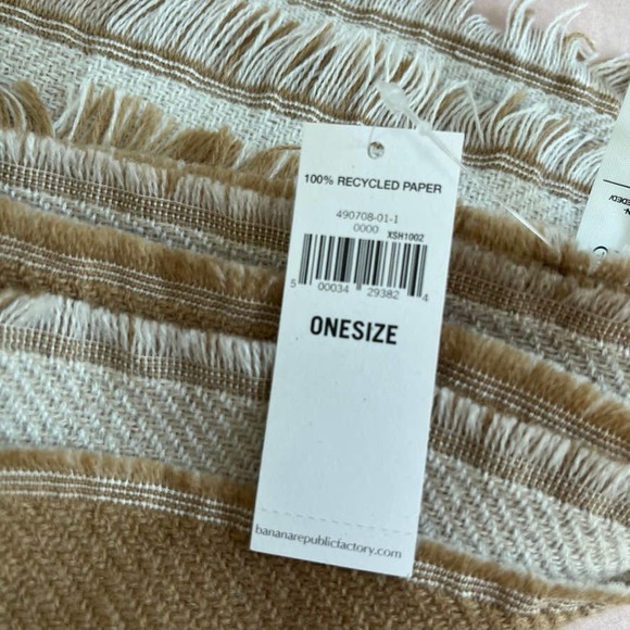 NEW Banana Republic Reversible Tan Plaid Poncho One Size - Picture 2 of 7